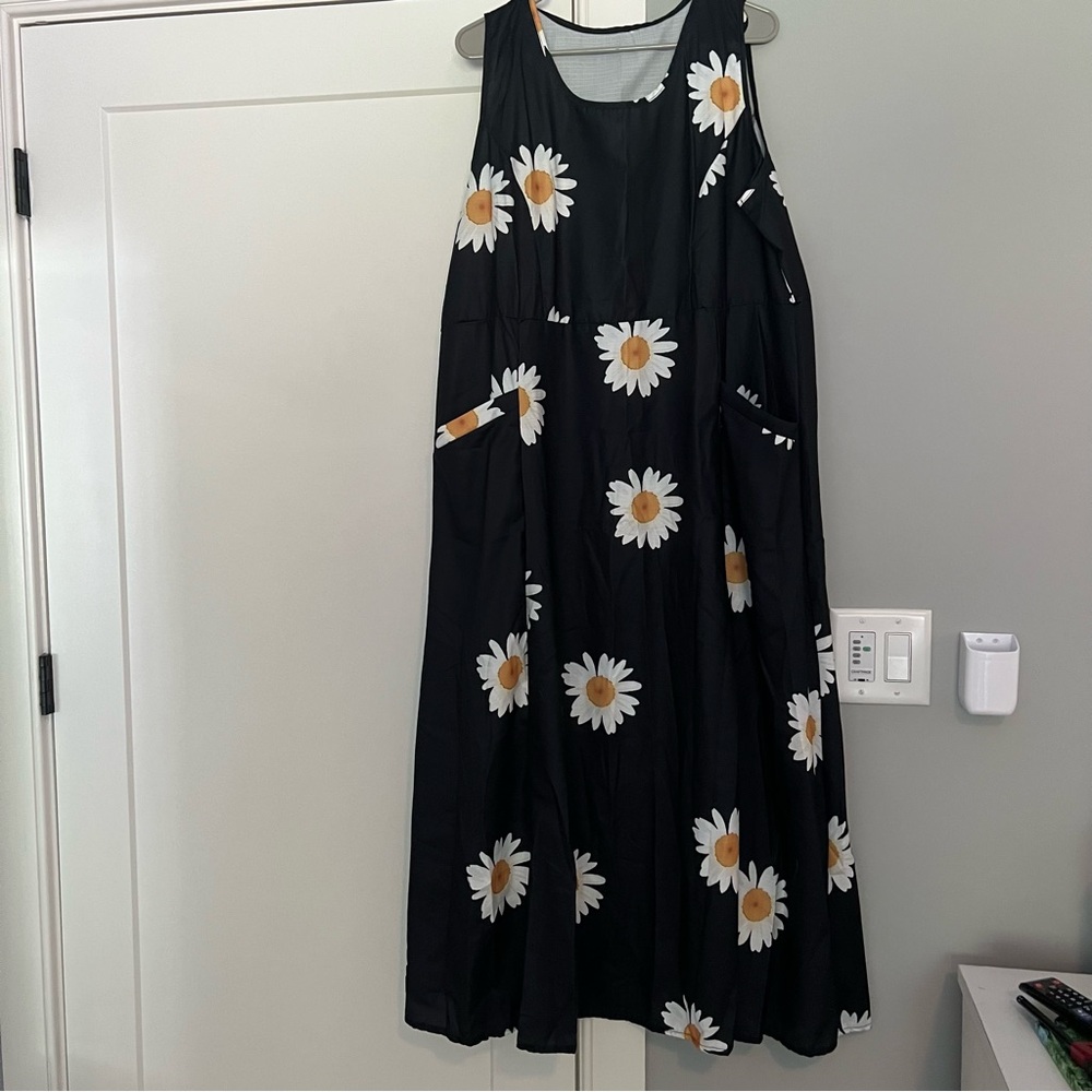 Black Floral Sleeveless Dress